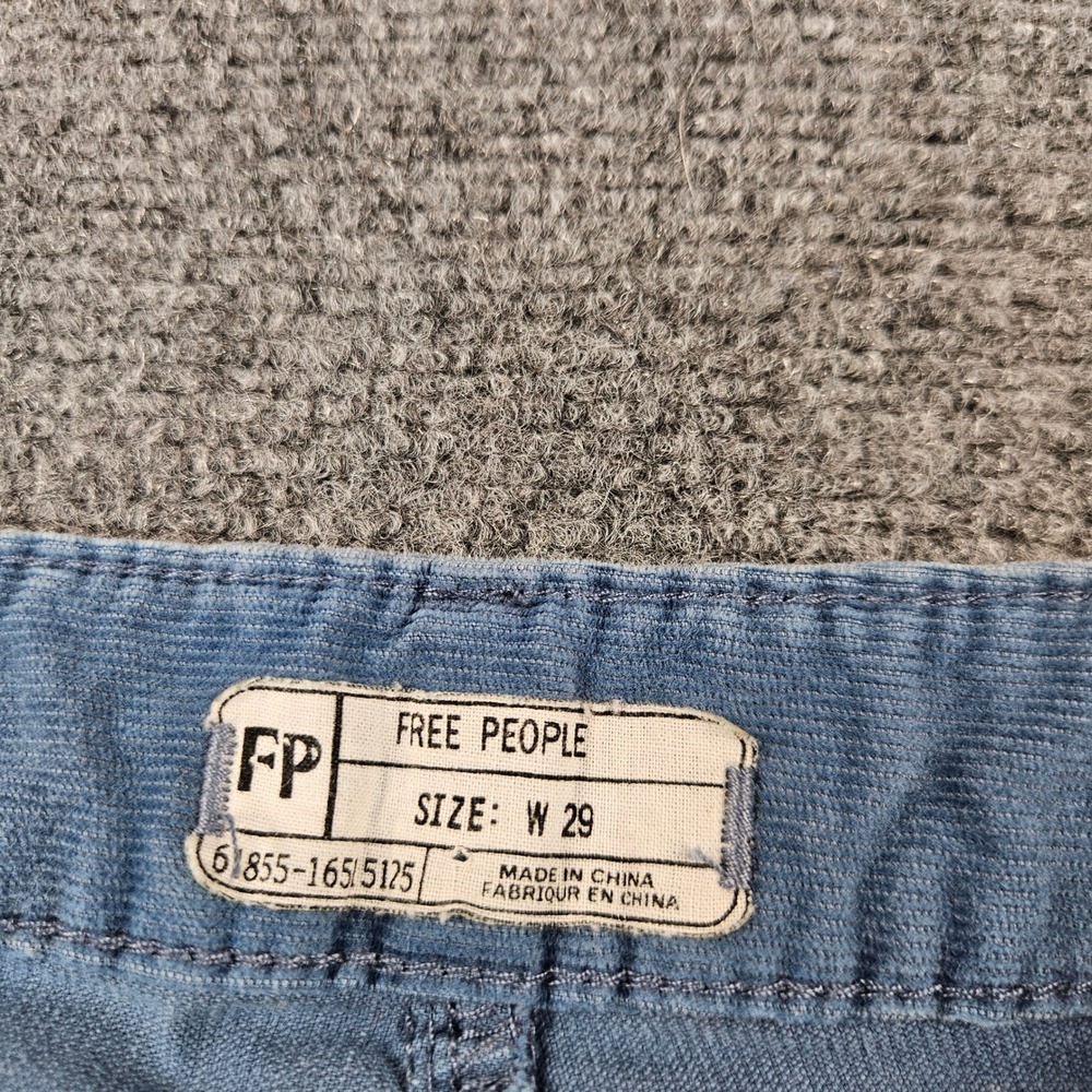 Free People Blue Corduroy Pants Slim Straight Leg Low Rise Size 29 61855-16515 - Picture 3 of 11